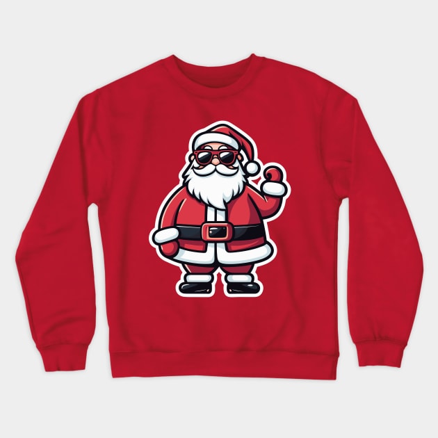 Santa Claus Sunglasses Christmas Drawing Crewneck Sweatshirt by FluffigerSchuh